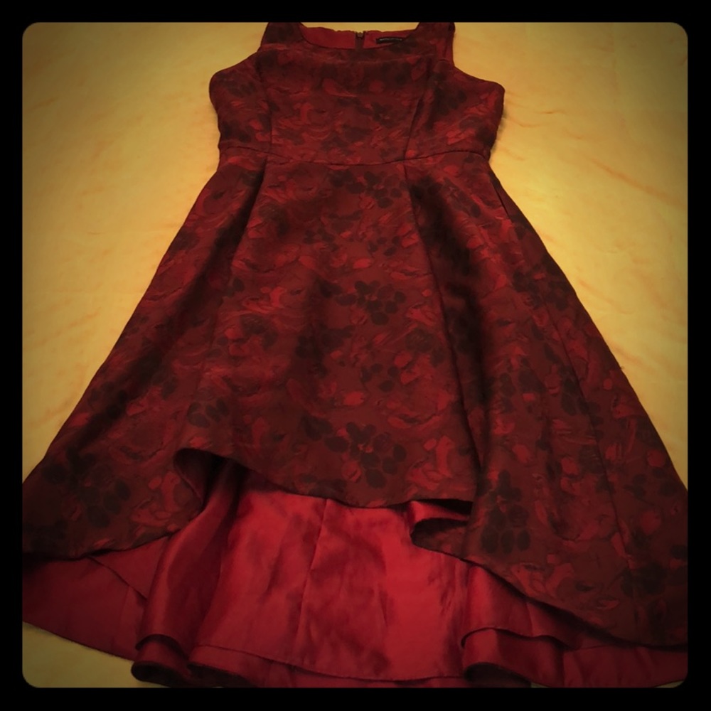 Crimson and Black Roses High Low Formal Dress 🌹